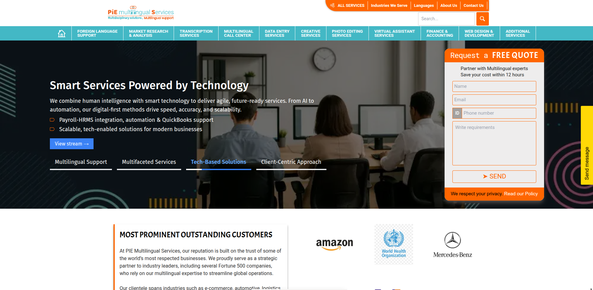 Pie Multilingual Service website